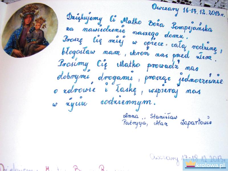 Pamiątkowy wpis w kronice