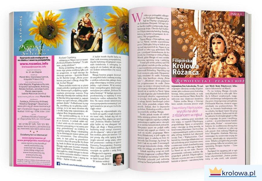 Magazyn otwarty na artykuł o różańcu z obrazami religijnymi