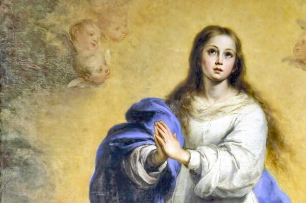 Fragment obrazu: Maryja Niepokalanie Poczęta, autorstwa Bartolomé Esteban Perez Murillo