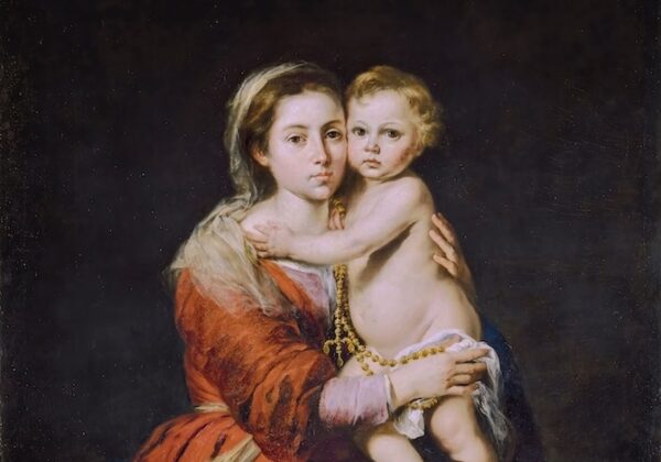 Fragment obrazu: Madonna różańcowa, autorstwa Bartolomé Esteban Murillo