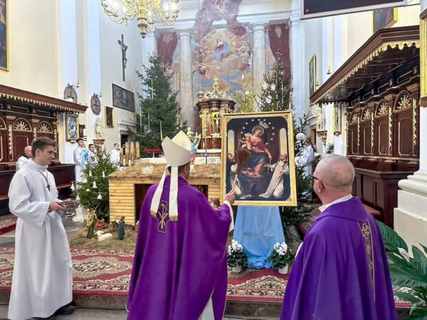 Poświęcenie obrazu Matki Bożej Pompejańskiej w Węgrowi przez bp Piotra Sawczuka ks. Leszka Gardzińskiego