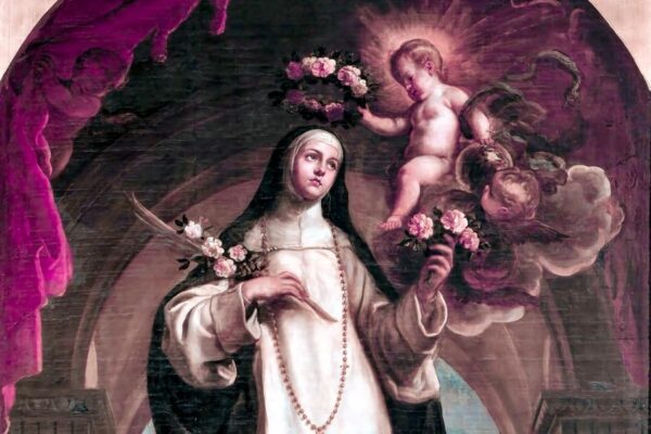 Fragment obrazu Świętej Róży z Limy autorstwa Claudio Coello